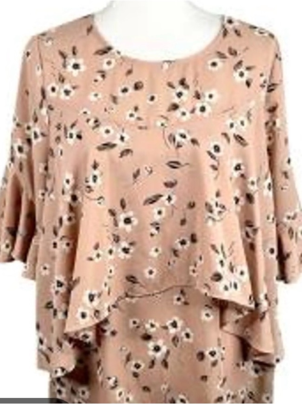 Pleione Blush Pink Floral Scoop Neck Top